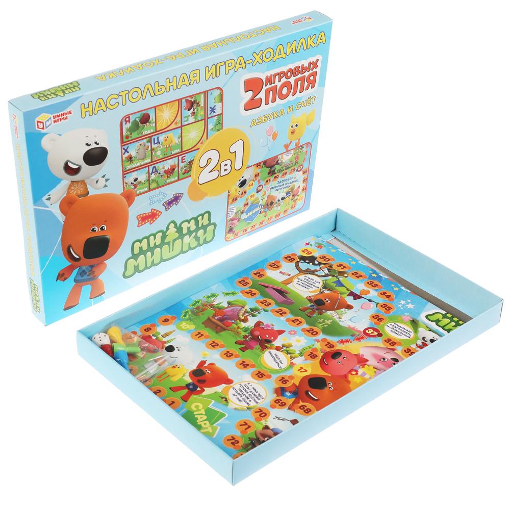 Картинка Азбука и счёт. Настольная игра-ходилка 2 в 1. Ми-ми-мишки. 330х216х27 мм. Умные игры Артикул 4680107974365