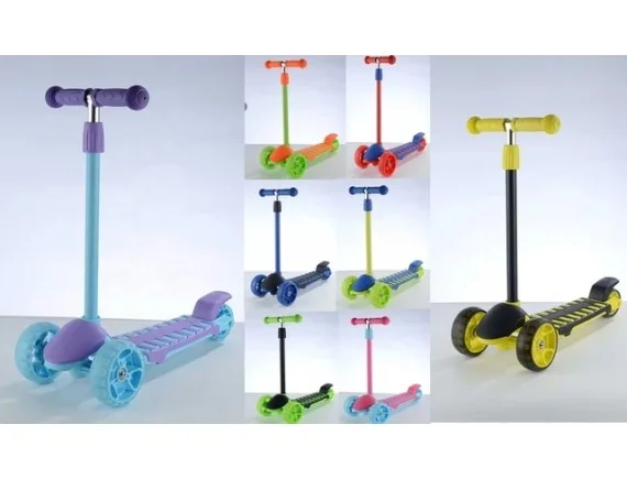 Картинка Самокат 3-х колесный принтованный, свет колеса, 1 колеса сзади Артикул S00613