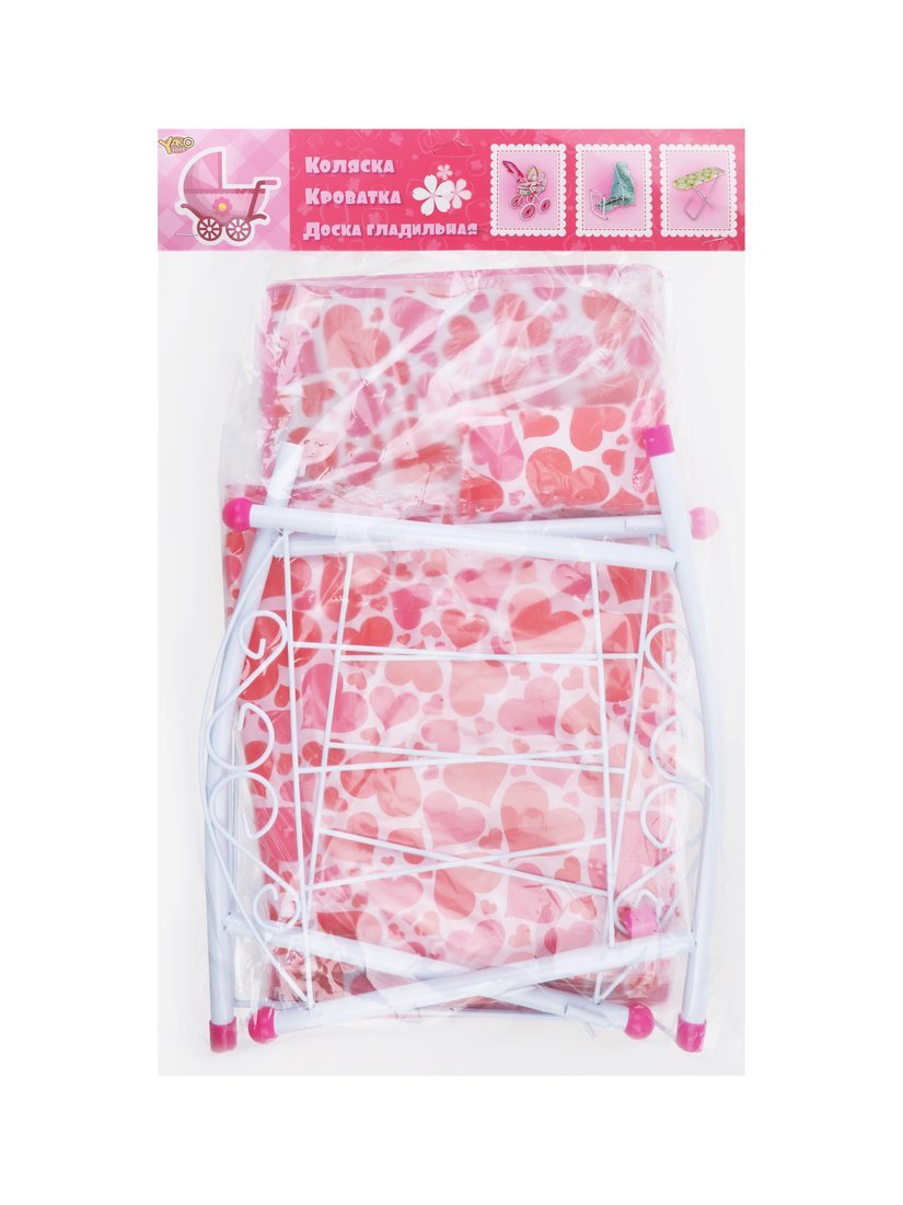 Картинка Кроватка-люлька с балдахином для кукол Сердца, 48*35.5*58 см, металл., пакет Артикул M1418-19/-110