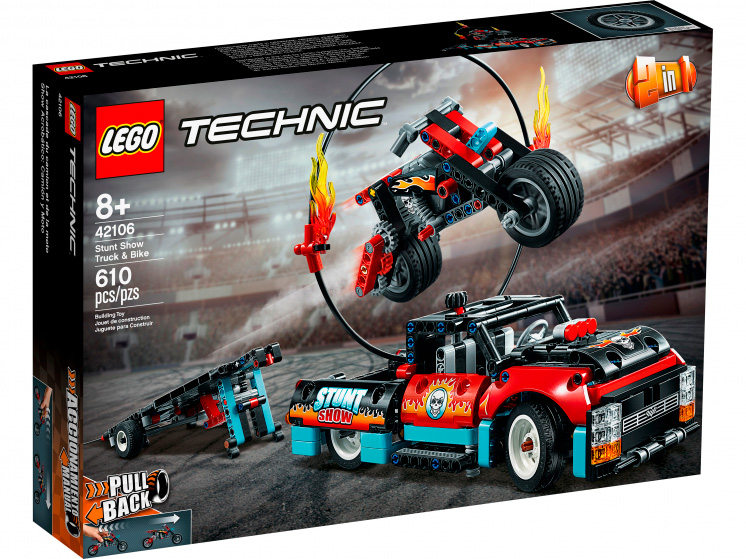 Картинка Конструктор Лего Technic Шоу трюков на грузовиках и мотоциклах Артикул 42106