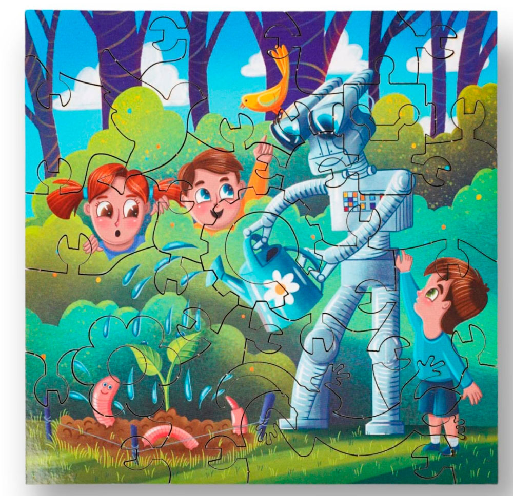 Картинка Детский пазл «Дети и робот» 23 детали Артикул HD20025-17
