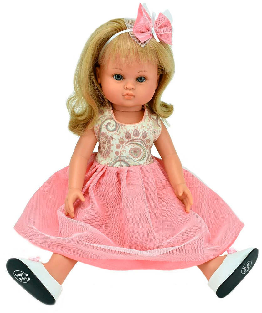 Картинка Кукла Нэни блондинка, в розовом платье и меховой кофточке, 40 см, Lamagik Артикул 127181-290