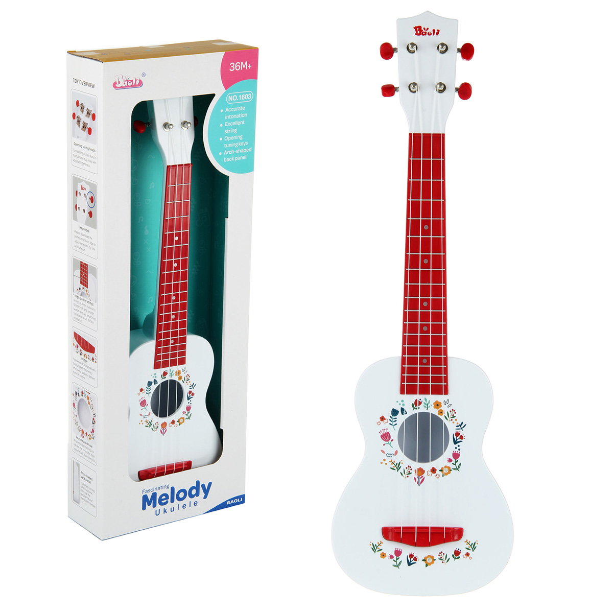Картинка Гитара , 58 см, бело-красн., в кор. Артикул 136280/-160