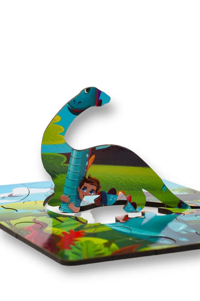 Картинка Детский пазл «Динозавр и мальчик» 9 деталей Артикул HD20026-17
