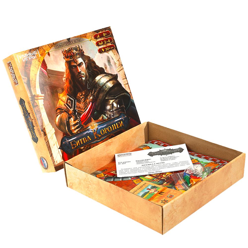 Картинка Битва королей.  Настольная игра-ходилка квадрат. 40 карточек. 250х250х55 мм. Умные игры Артикул 354714-27