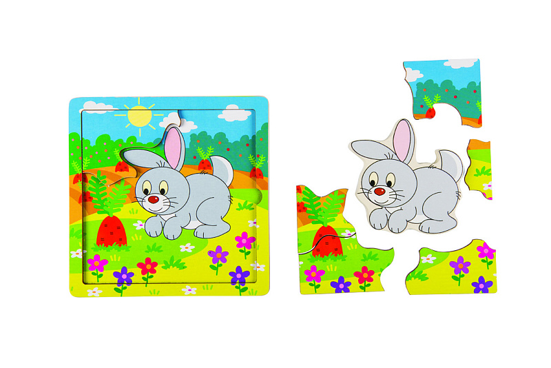 Картинка Игра из дерева "Зайчонок" (собираем и играем) (Baby Step) Артикул 89075-16