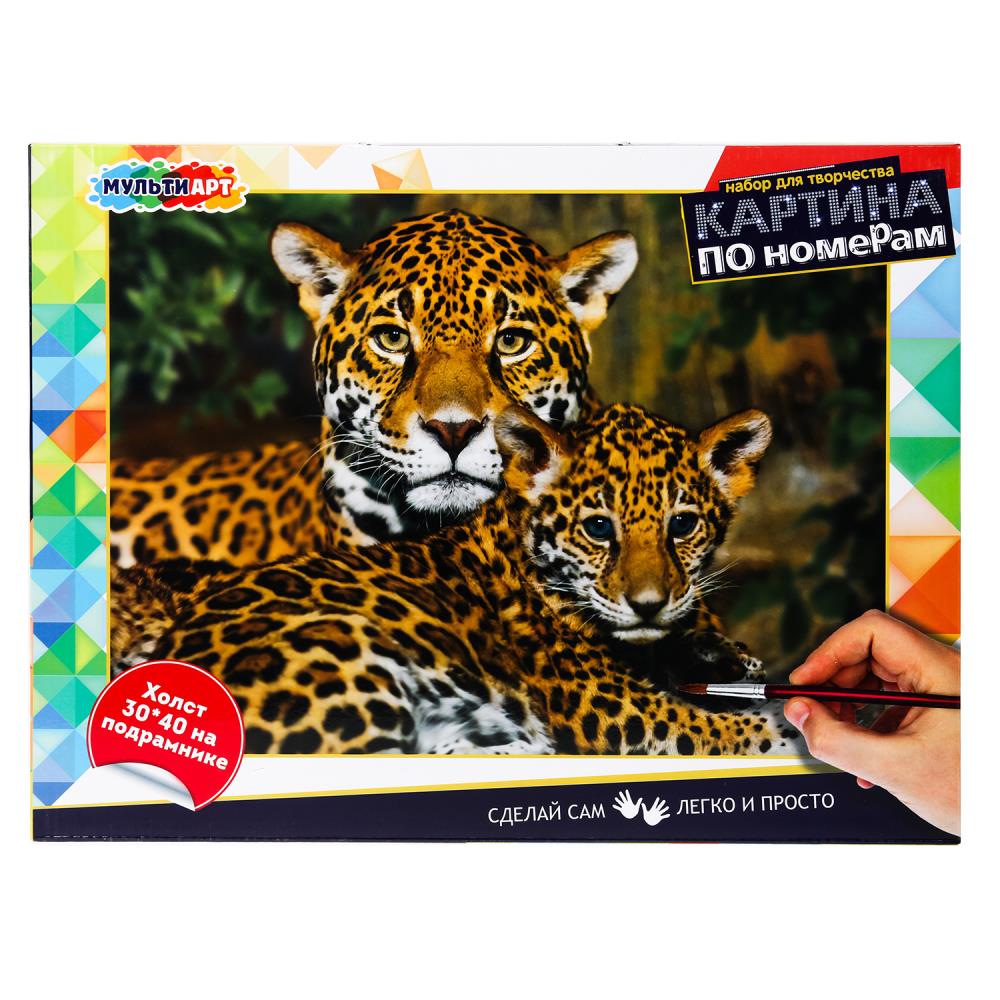 Картинка Картина по номерам 30х40 см леопарды МУЛЬТИ АРТ Артикул CANV30X40-MULTI46