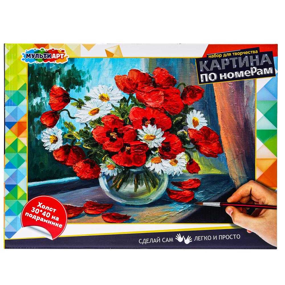 Картинка Картина по номерам 30х40 см маки МУЛЬТИ АРТ Артикул CANV30X40-MULTI12