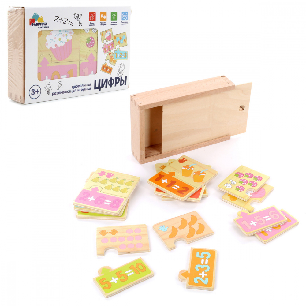 Картинка Деревянная игрушка Пазл "Учимся считать " Артикул 89409-34