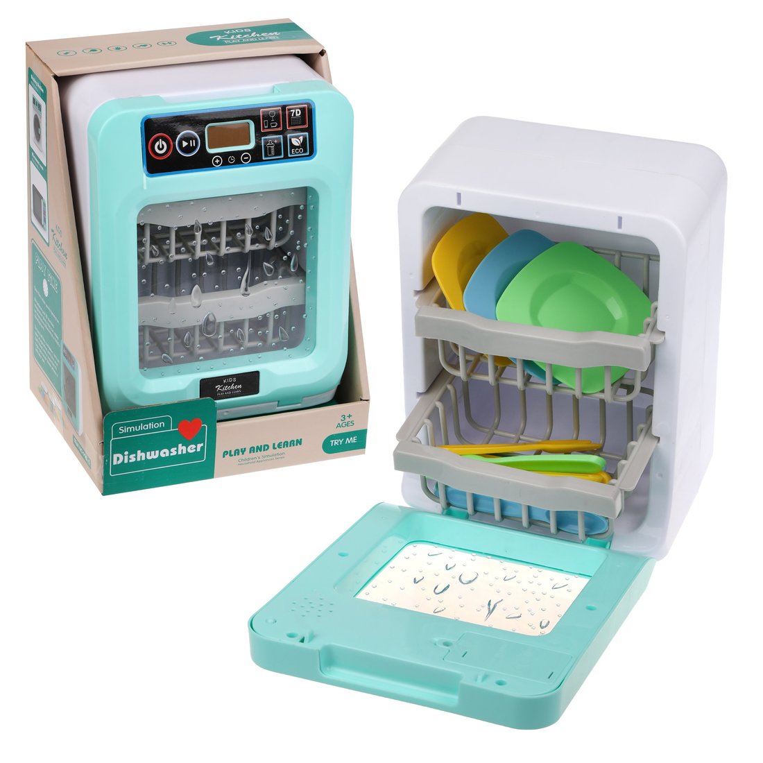 Картинка Игровой набор Бытовая техника, в комплекте Посудомоечная машина, предметы 14шт, свет, звук Артикул 998-5-100