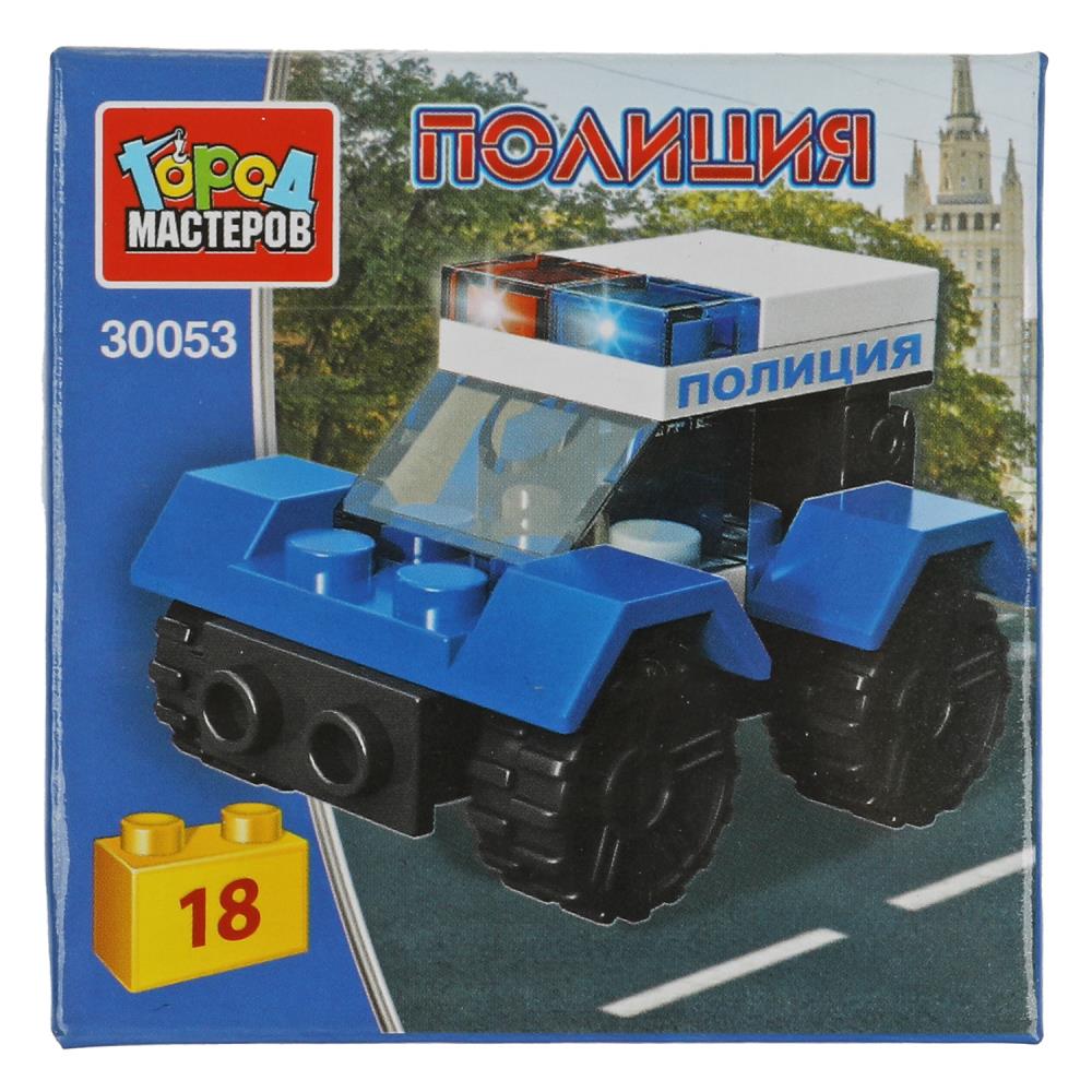 Картинка Конструктор полицейская машина, 18 дет. Город мастеров Артикул 30053-JS