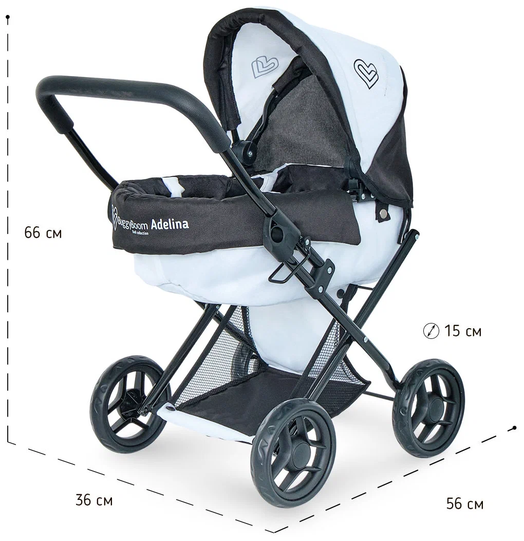 Картинка 8446-3100  Коляска для кукол - трансформер, классическая  Buggy Boom Adelina.47*14*37 Артикул 8446-3100