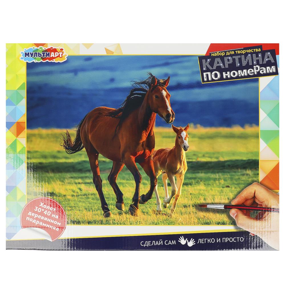 Картинка Картина по номерам 30х40 см лошади МУЛЬТИ АРТ Артикул CANV30X40-MULTI19