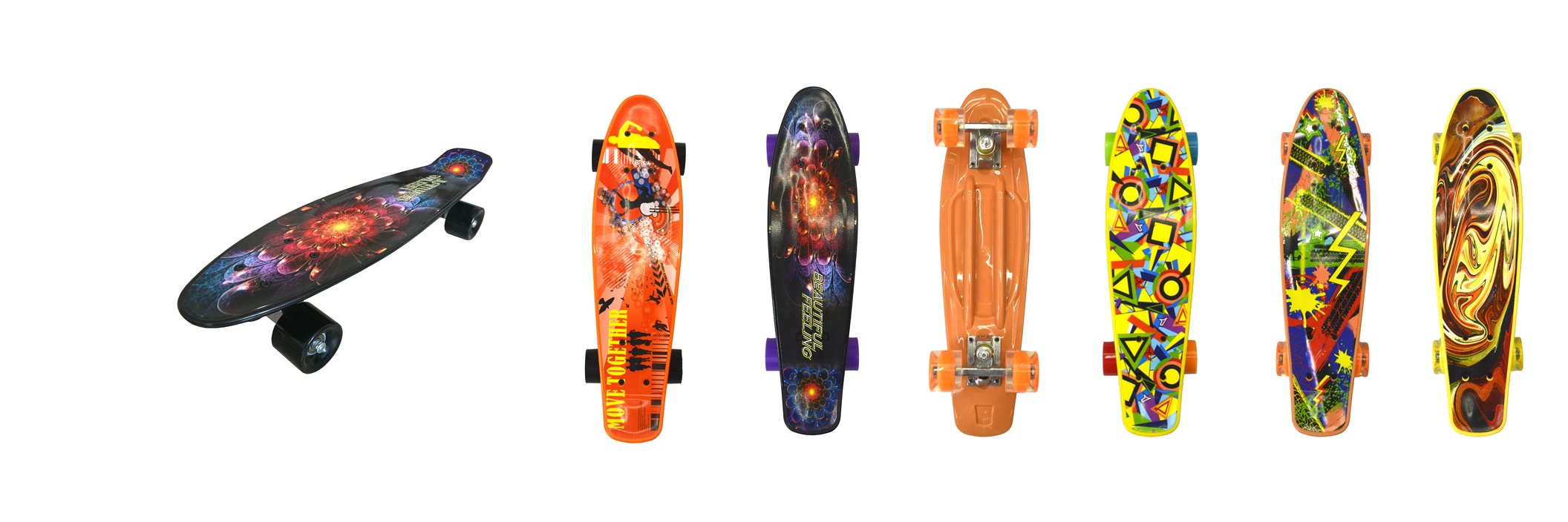 Картинка S00408  скейтборд 22 дюйма 6 цвет свет колес Артикул 00408