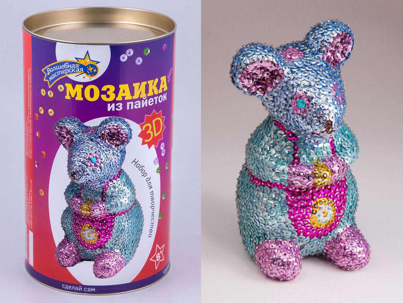 Картинка Мозаика из пайеток 3D Мышка Артикул 3D-02-38
