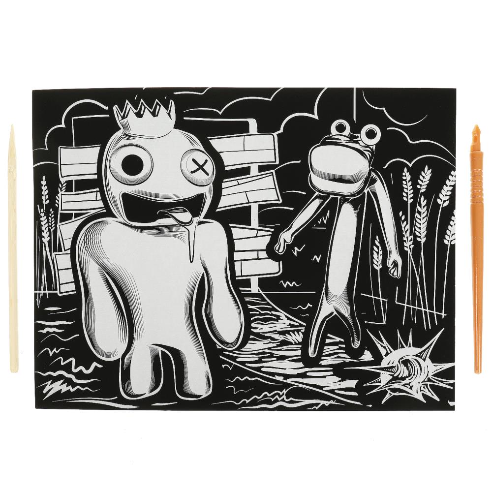 Картинка Гравюра серебряная 18х24 см цветные друзья МУЛЬТИ АРТ Артикул SCRSIL18X24-RADFR