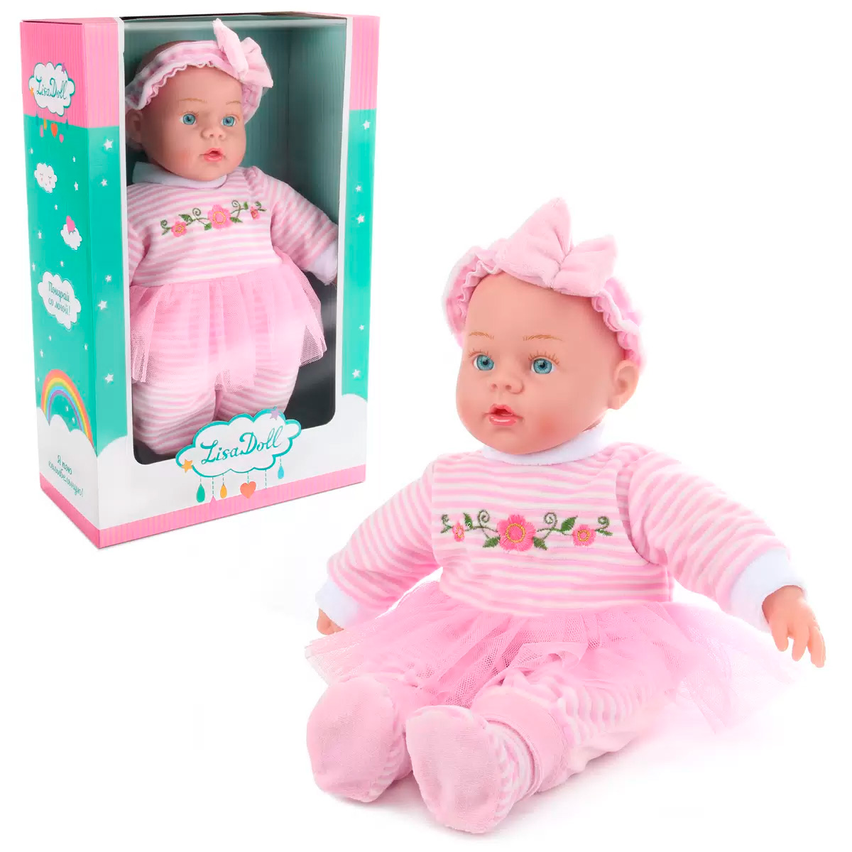 Картинка Пупс мягконаб., озвуч. (рус.), неж.роз., 40 см Артикул 83361/-150