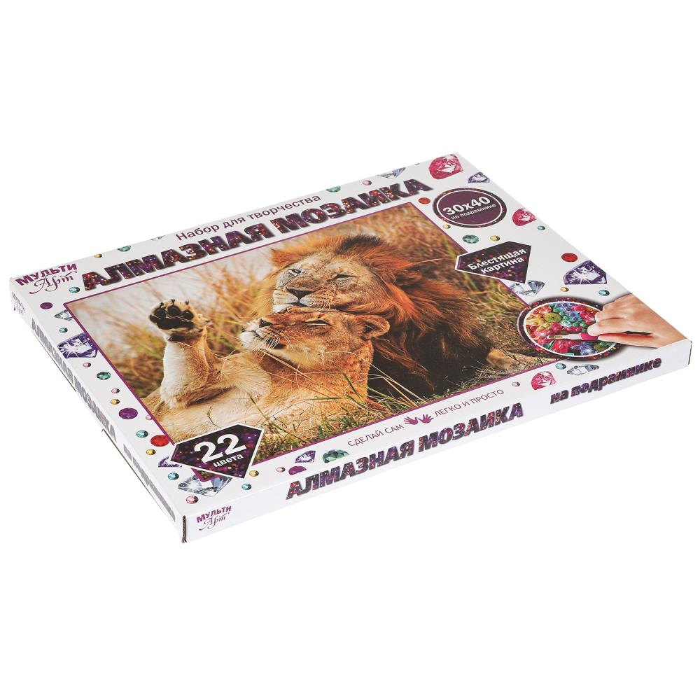 Картинка Алмазная мозаика 30*40 см с подрамником львы МУЛЬТИ АРТ Артикул AM30X40-LEVIL