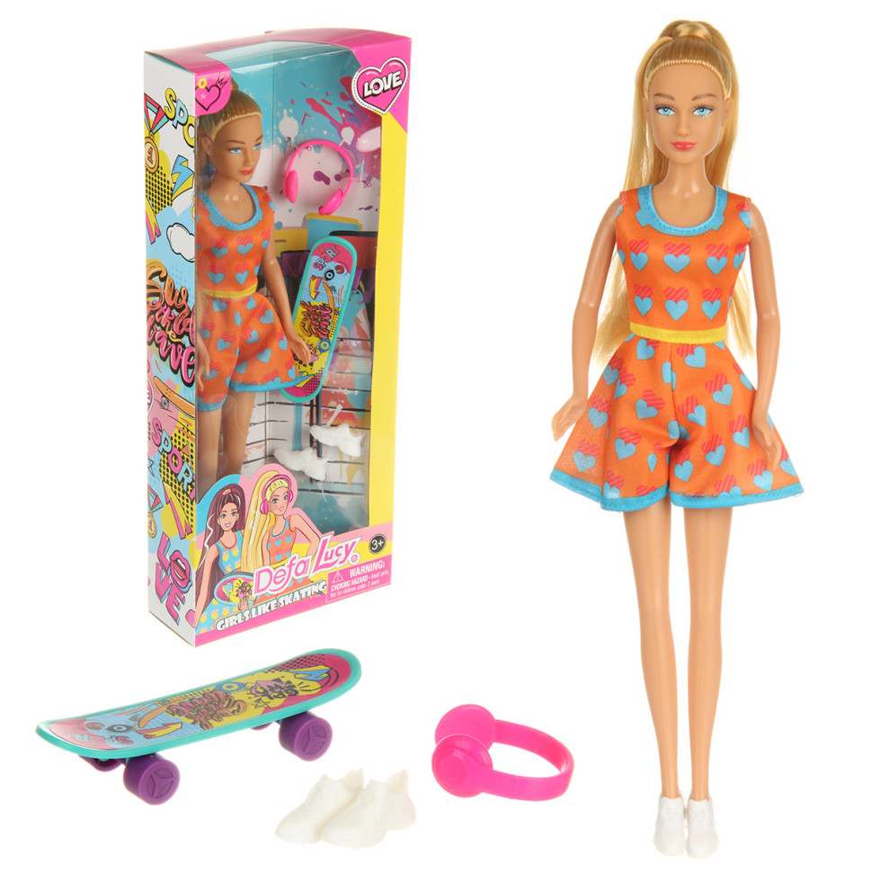 Картинка Кукла Люси "Давай кататься на скейте" с акс., 29 см. Артикул 133601-45