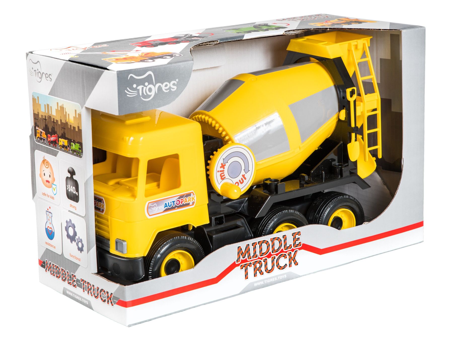 Картинка Машина "Middle truck" бетоносмеситель (желтый) в коробке Артикул 39493-105