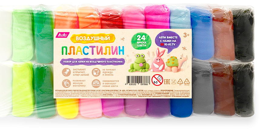 Картинка PL013 KiKi Пластилин 24 цвета, пакет Артикул PL013