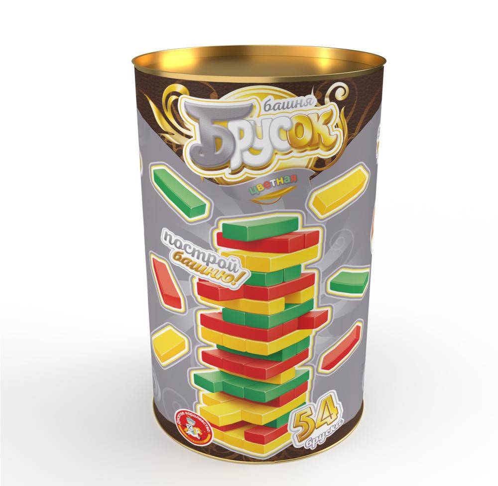 Картинка Игра настольная для детей и взрослых Башня "Брусок" цветная (тубус) Артикул 04024ДК-85