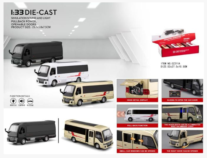 Картинка CZ211A  автобус металл тойота 6 шт Артикул CZ211A