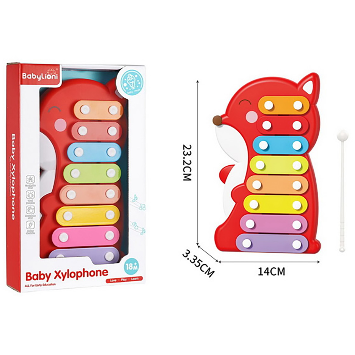 Картинка Металлофон "Лисенок" 26-16,5-5 см, в кор. Артикул 136222-40