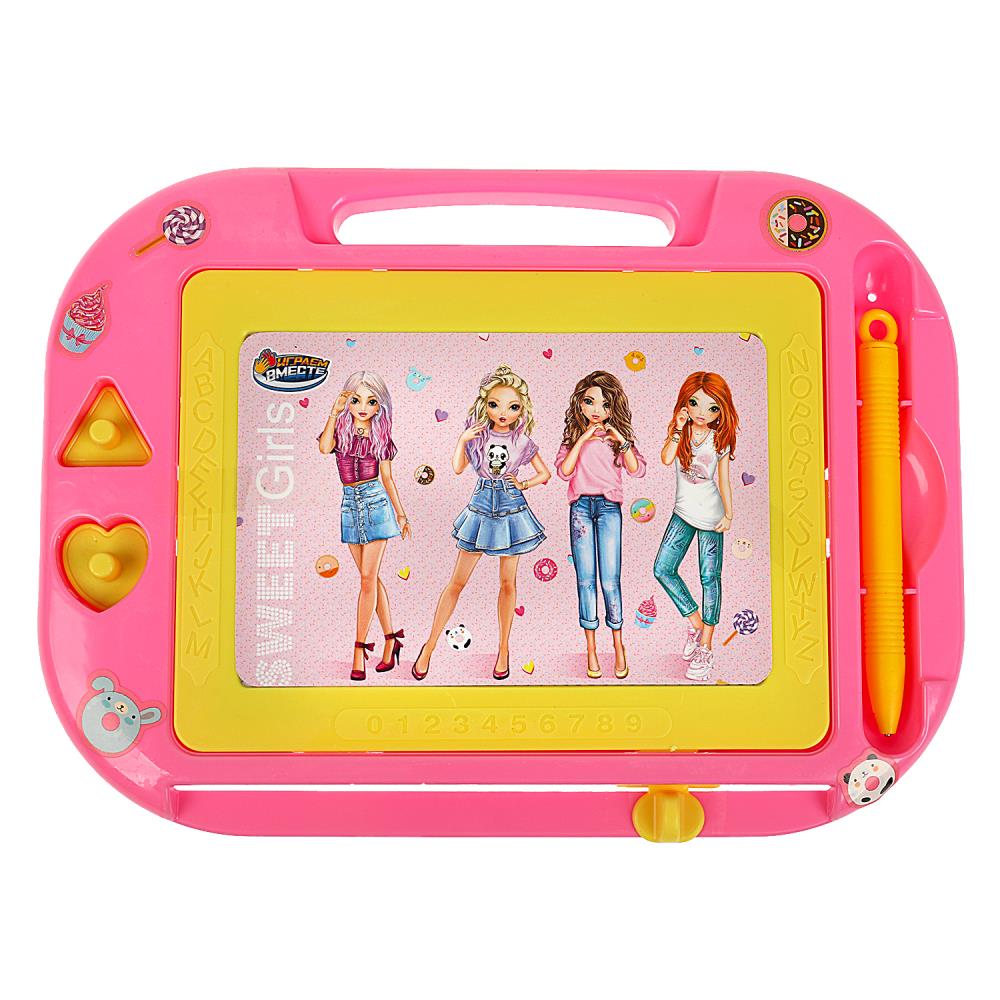 Картинка Доска для рисования топ модель, магнитная, 2 штампа, 21*15см ИГРАЕМ ВМЕСТЕ Артикул B1515226-14