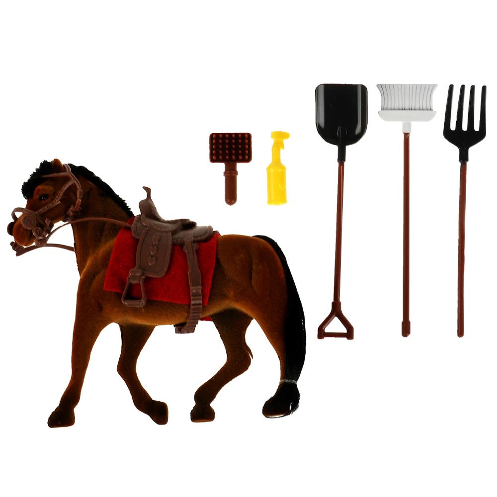 Картинка Аксессуары для кукол 29 см флокированная лошадь с акс для Софии, кор КАРАПУЗ Артикул KT3211-HB-S-50