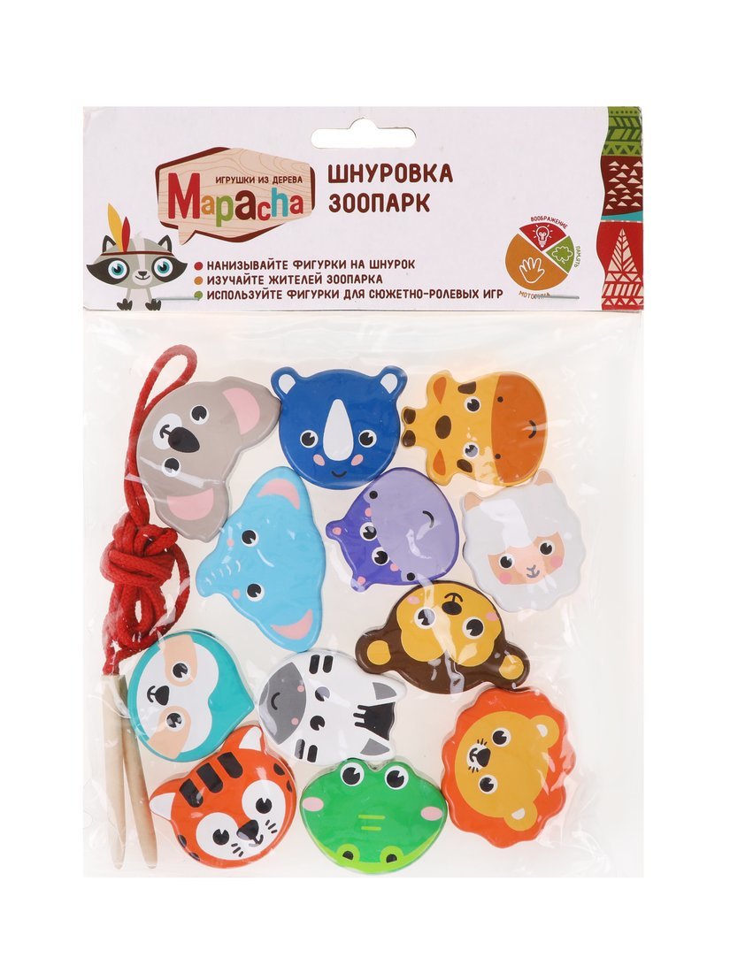 Картинка Шнуровка-фигурки "Зоопарк": 12 дет. Mapacha Артикул 76856-37