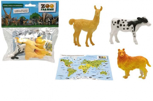 Картинка Игровой набор "Домашние животные" с картой обитания внутри (3 шт в наборе) (Zooграфия) Артикул 200661460-10